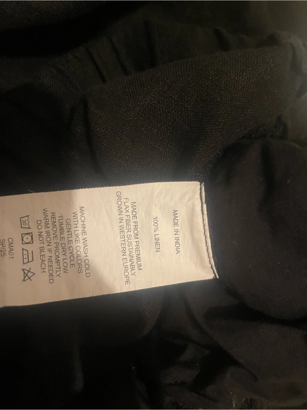 QUINCE WOMENS 100% European LINEN BLACK PULL ON PANTS SMALL minimalist